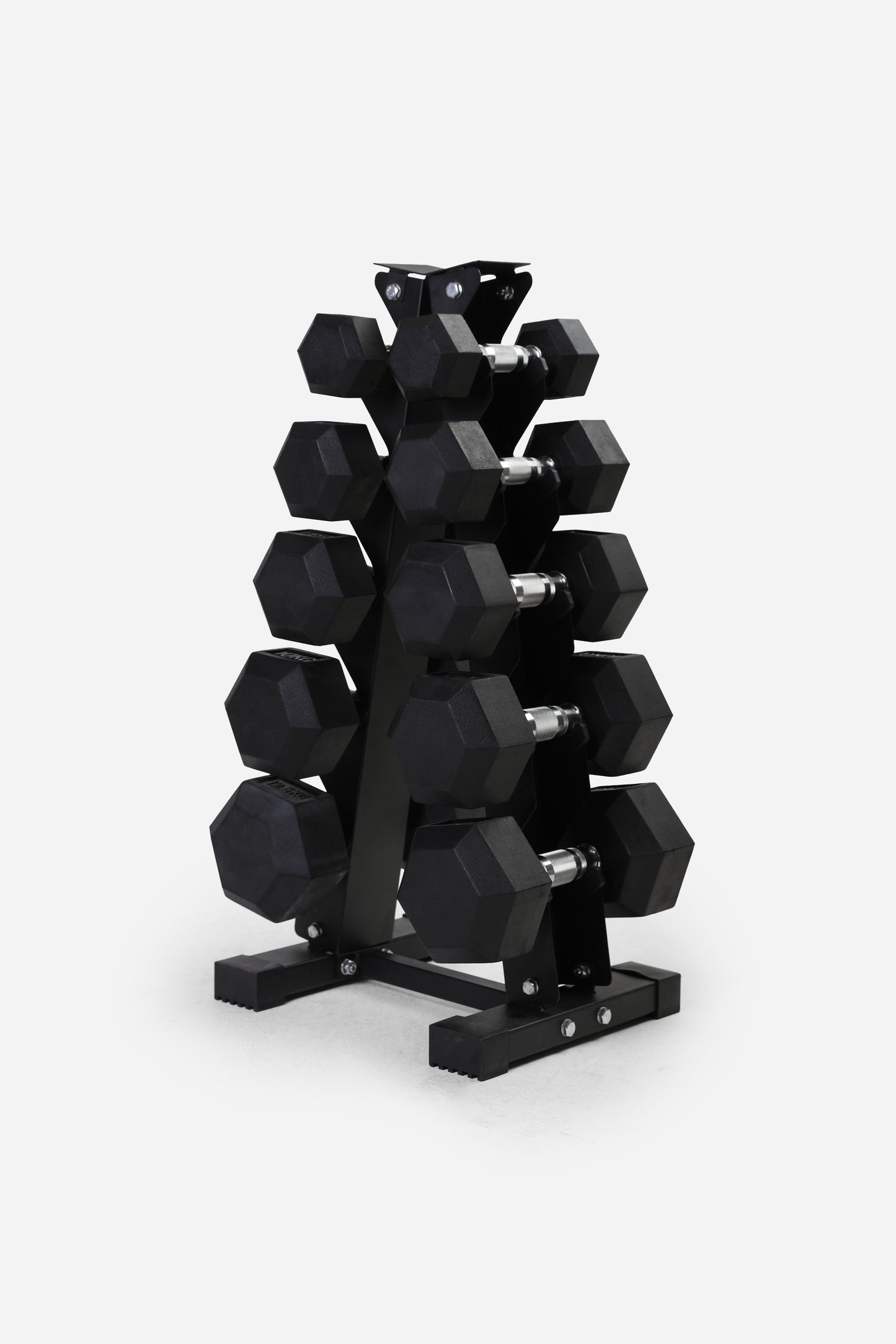 2.5//5//7.5//10KG//12.5kg Hex Dumbbell Set + 5 Tier A-Frame Storage Holder Rack
