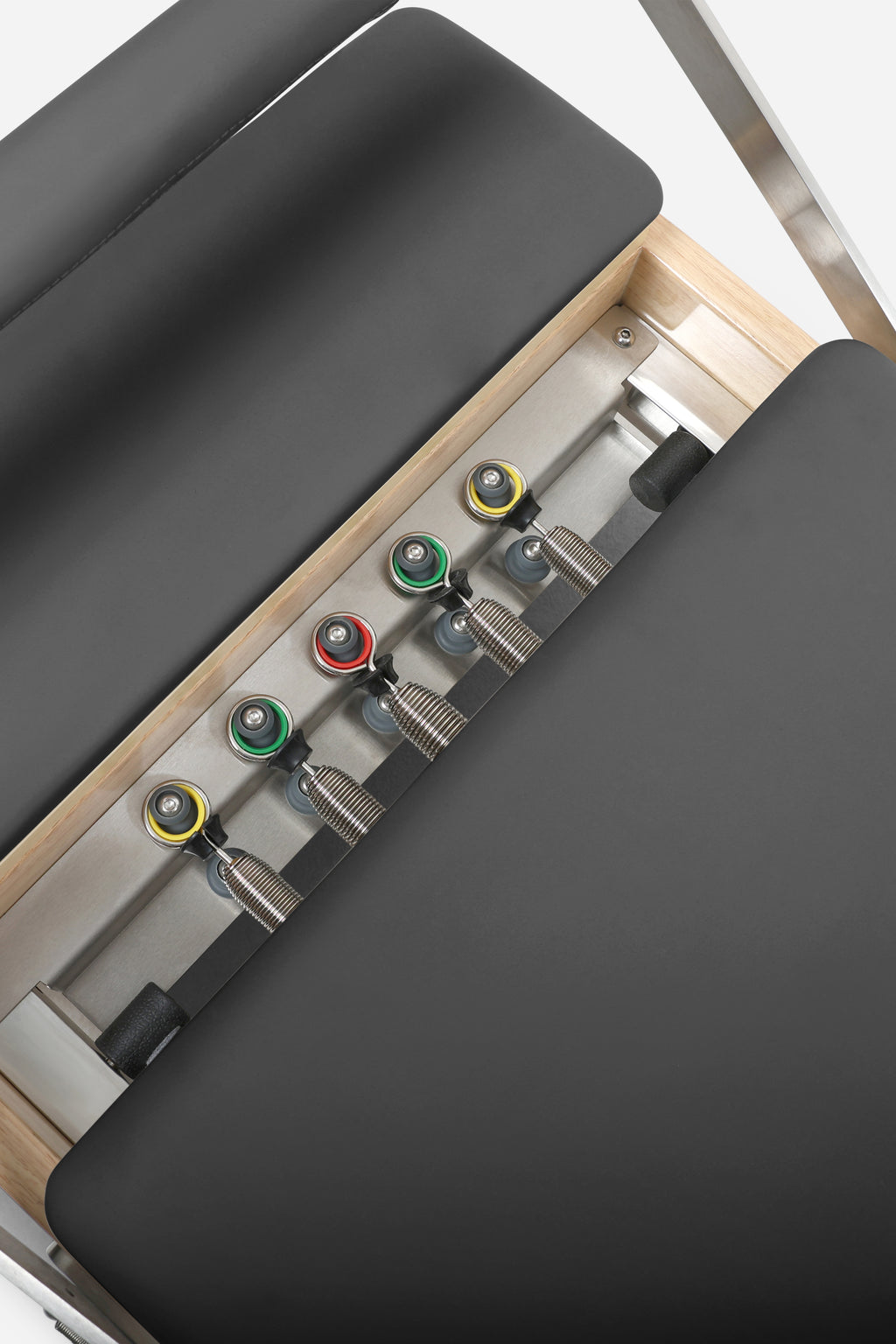 Northern Folding Reformer Bed adjustable spring resistance system close-up