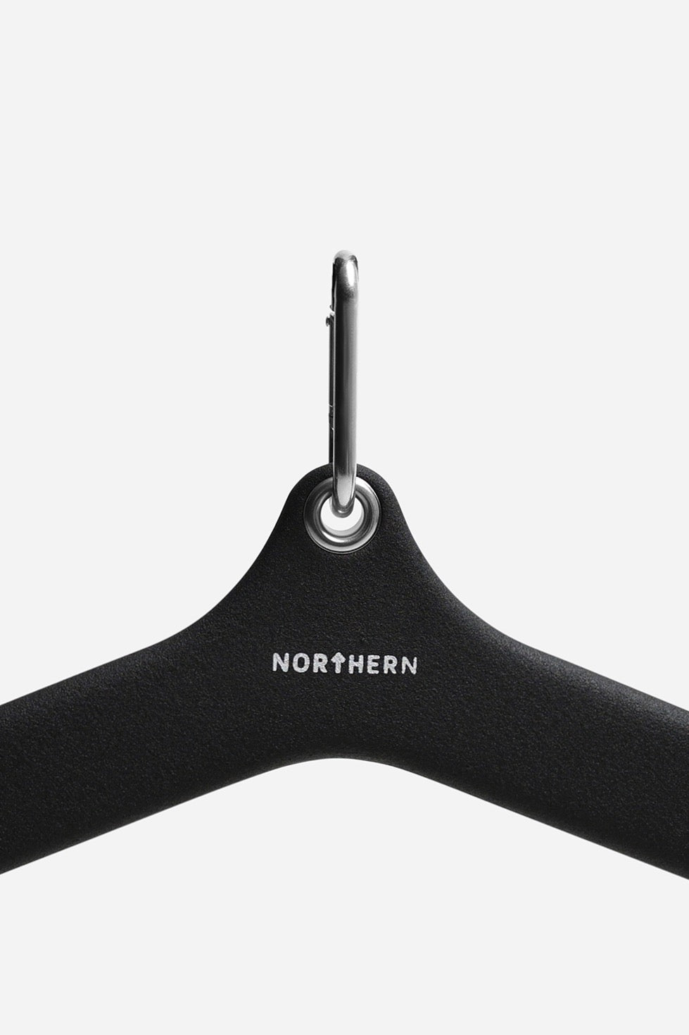 Close-up of angled lat pulldown bar center eyelet and heavy-duty steel construction