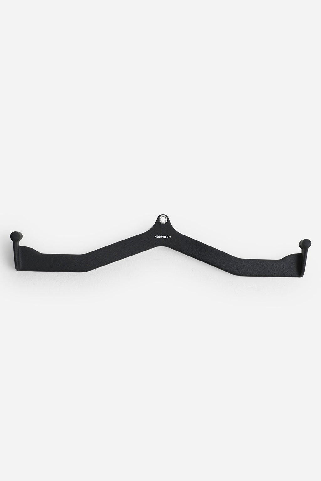 Front view of wide grip angled lat pulldown bar with ergonomic handle positioning