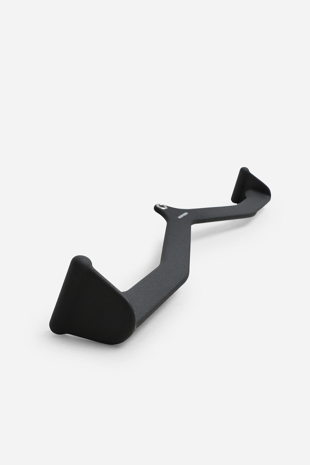 Side view of wide grip angled lat pulldown bar highlighting extended grip width and steel construction