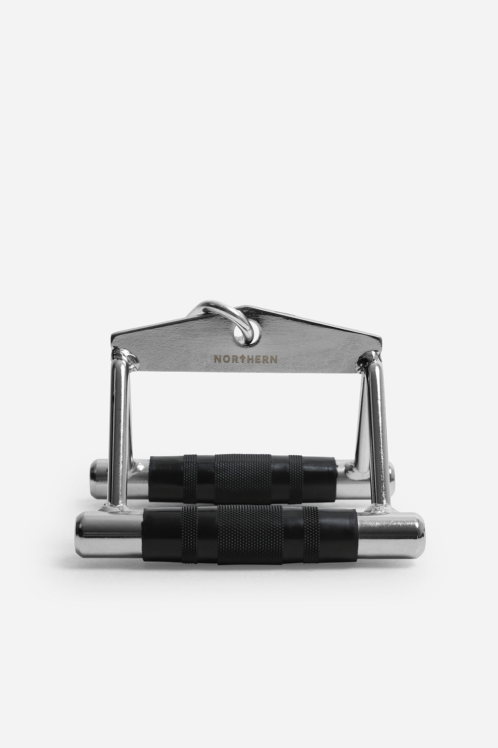 Front view of double D row handle attachment designed for cable rows and back workouts
