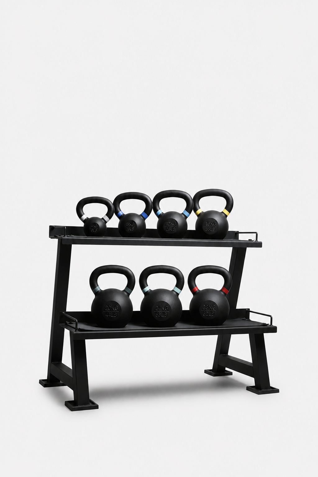 Northern Cast Iron Kettlebell Set 4-28kg with 2-Tier Rack
