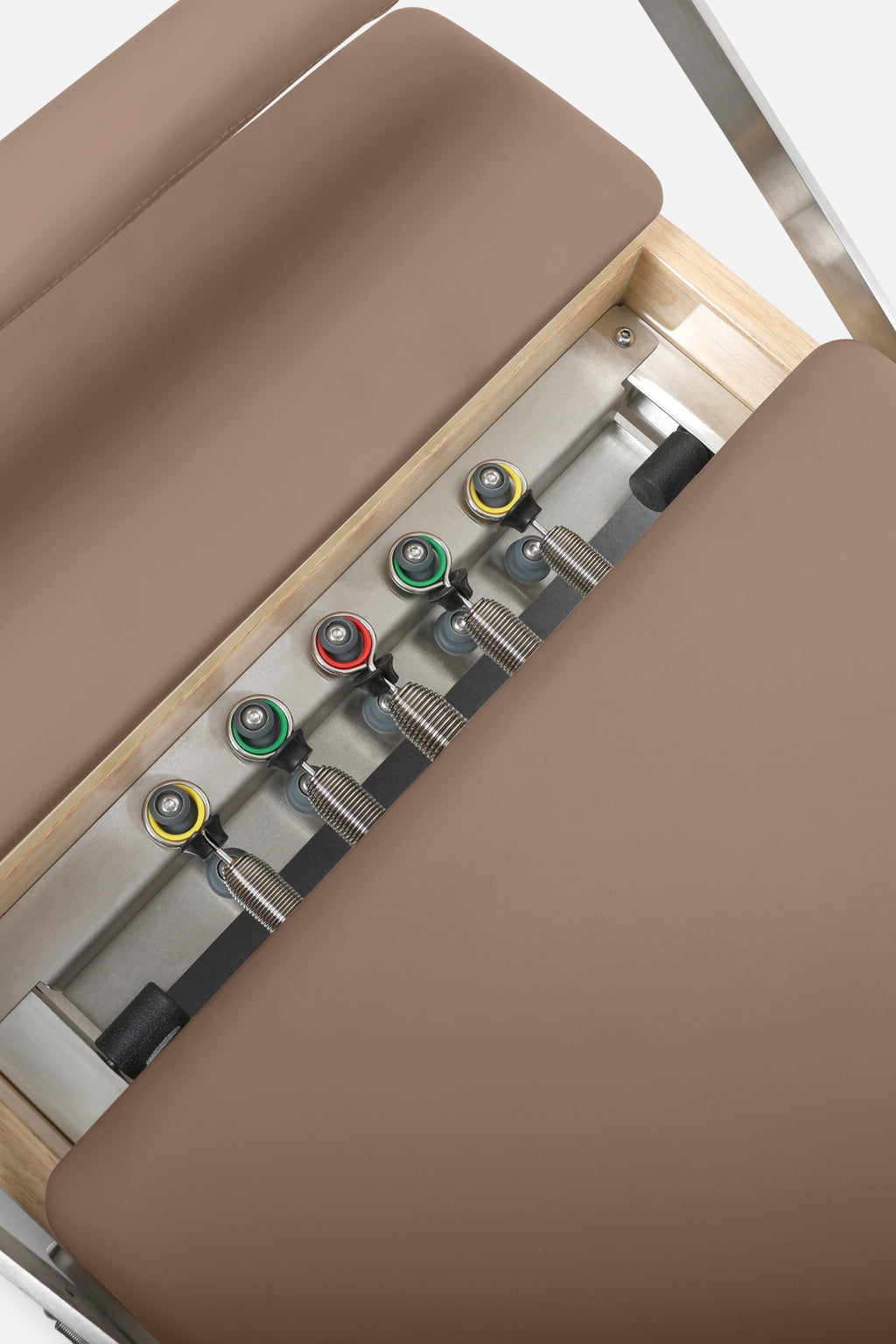 Northern Folding Reformer Bed adjustable spring resistance system close-up