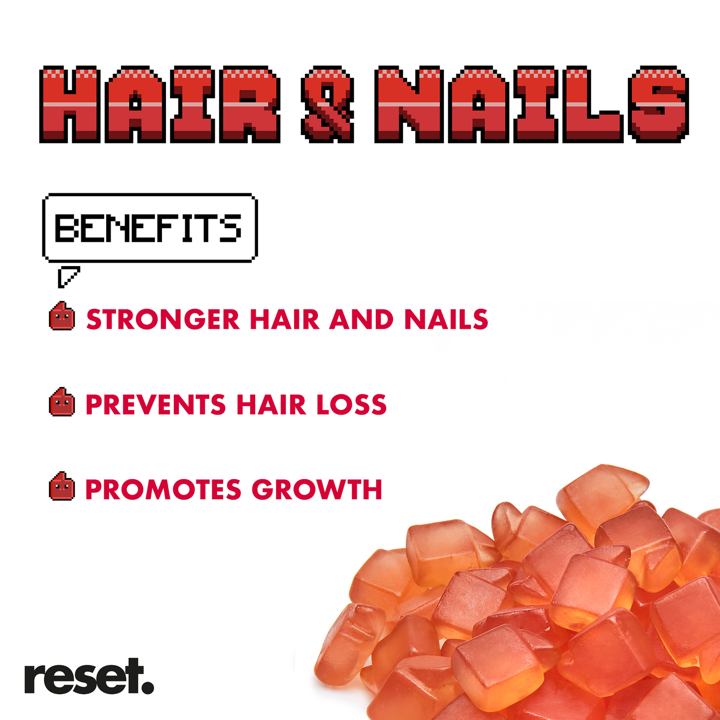 RESET Hair & Nails Vitamins Gummies Cherry Flavour 🍒