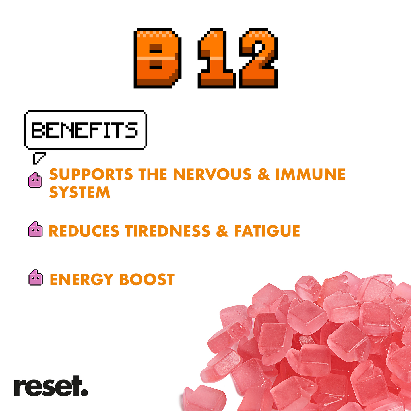 RESET B12 Vitamins Gummies Raspberry Flavour 💕