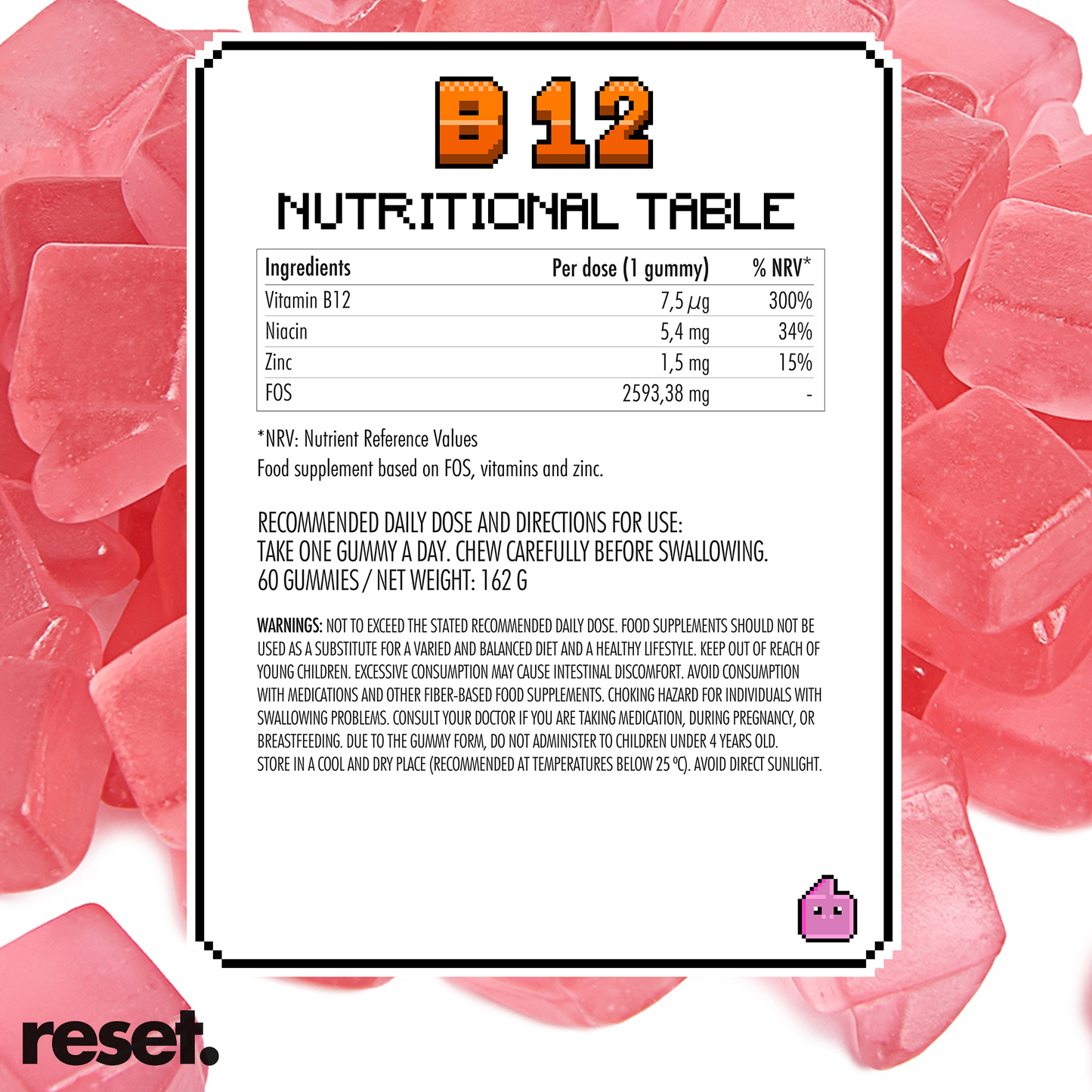 RESET B12 Vitamins Gummies Raspberry Flavour 💕