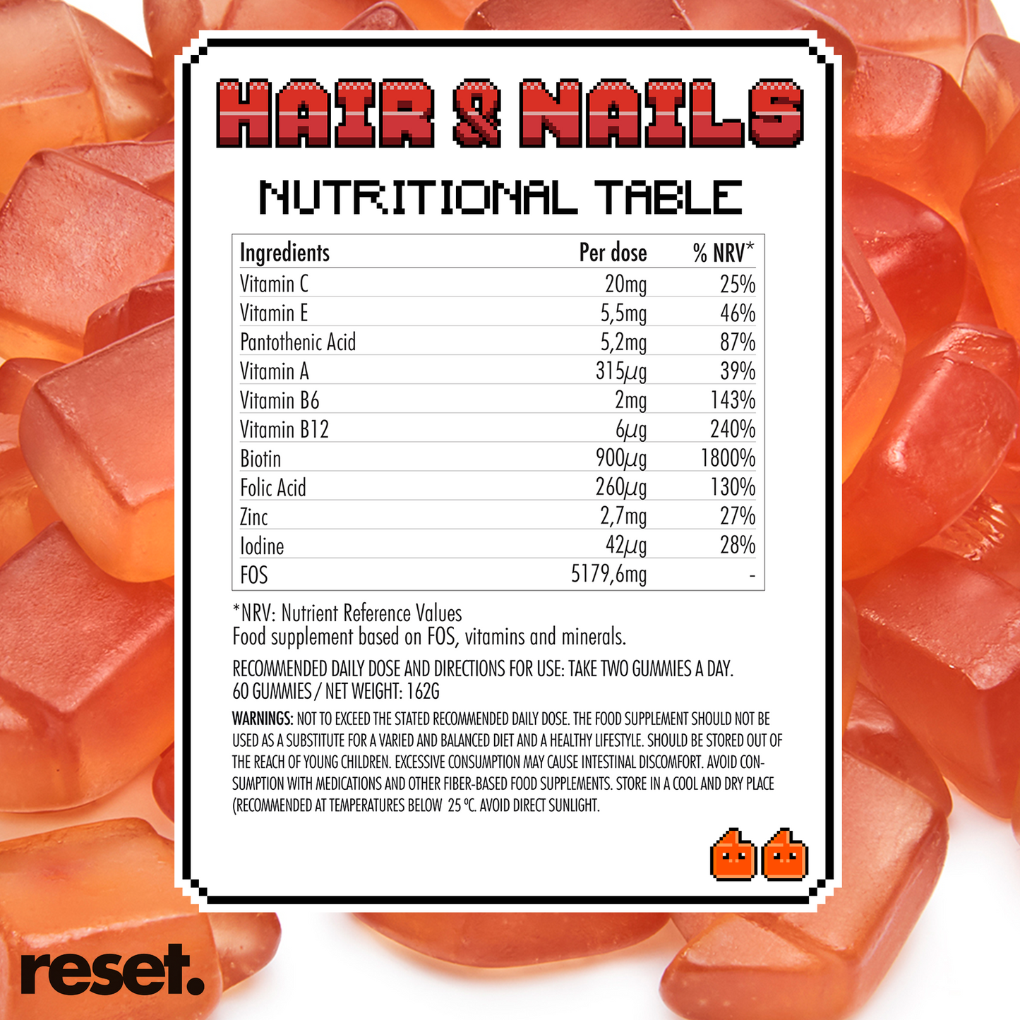 RESET Hair & Nails Vitamins Gummies Cherry Flavour 🍒