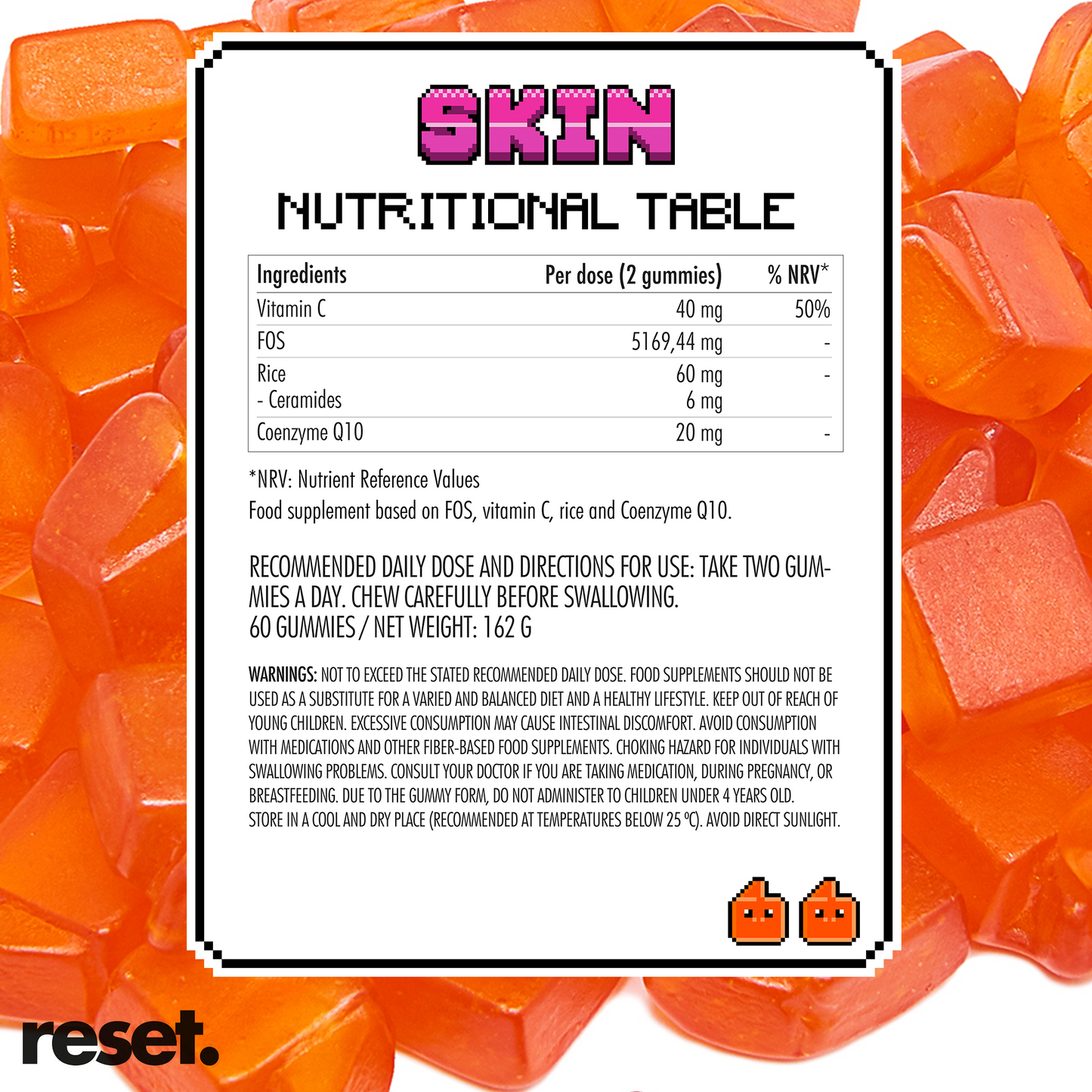 RESET Skin Vitamins Gummies Tangerine Flavour 🍊