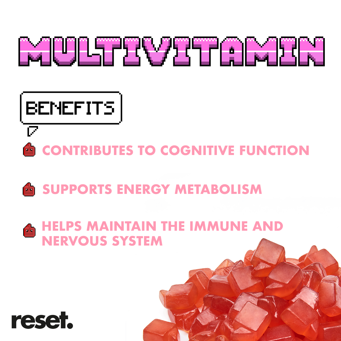 RESET Multi-Vitamin Gummies Strawberry Flavour 🍓