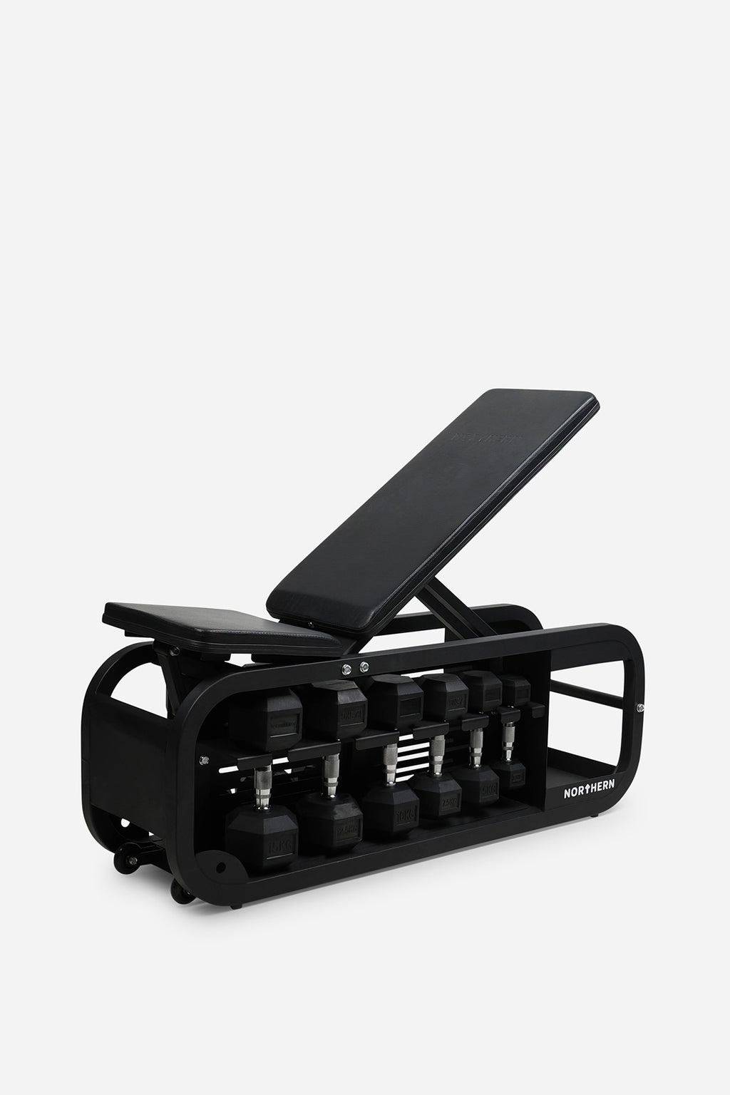 Northern Hex Dumbbell Set 2.5-15kg with Storage Bench