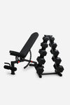 Northern Hex Dumbbell Set 5-25kg with Large 5-Tier A-Frame Rack &amp; Adjustable Bench