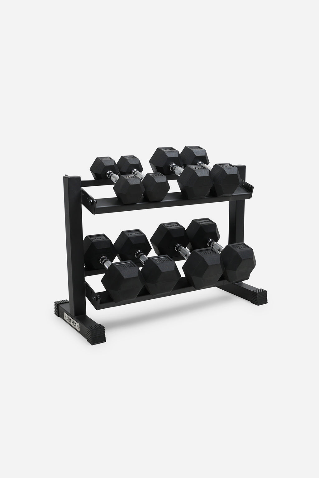Hex Dumbbell Set 5-20kg with 2-Tier Rack