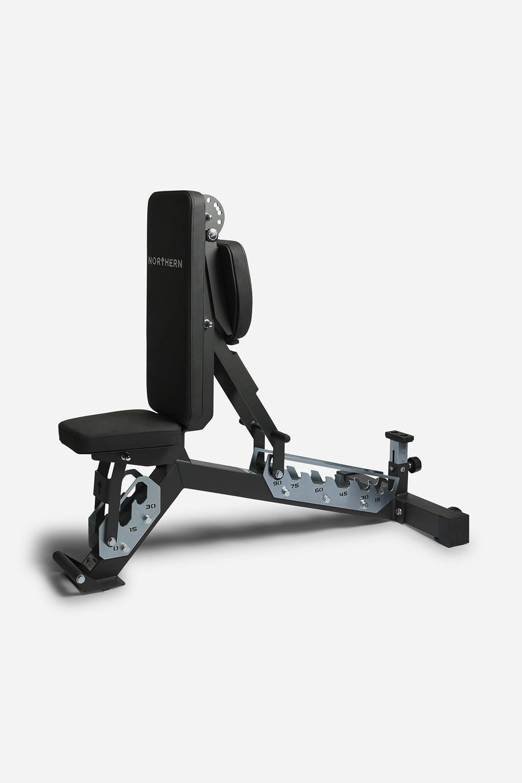 Heavy Duty Weight Bench V2 with back pad raised to upright position for seated exercises