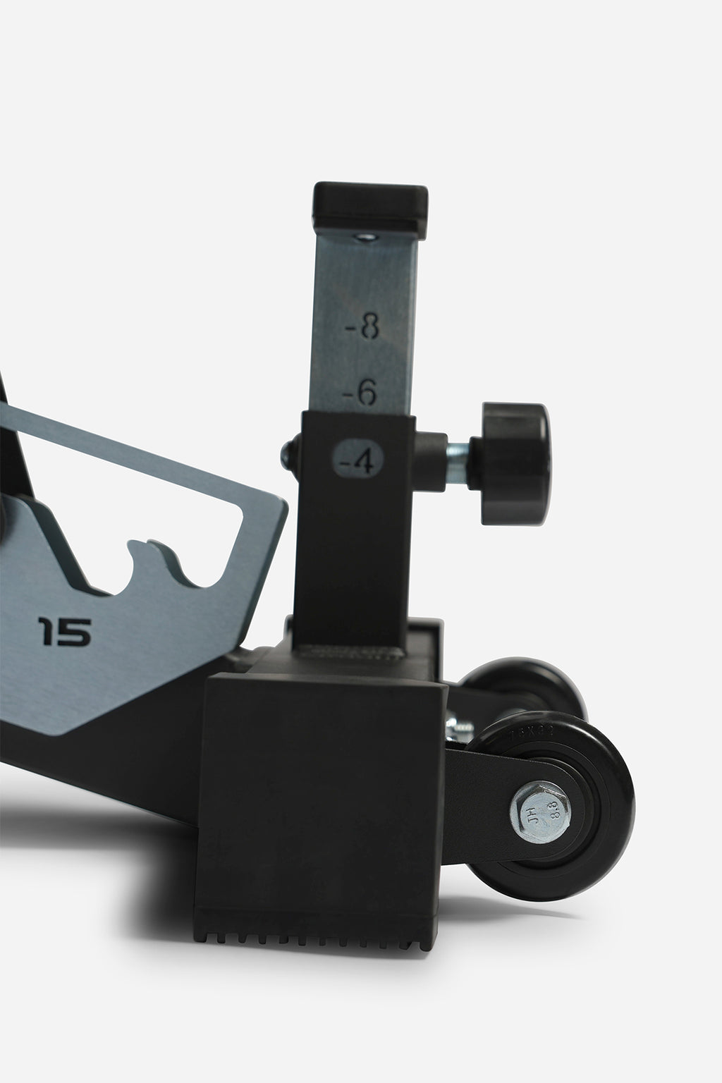 Detailed view of stitched high-density upholstery and adjustment system