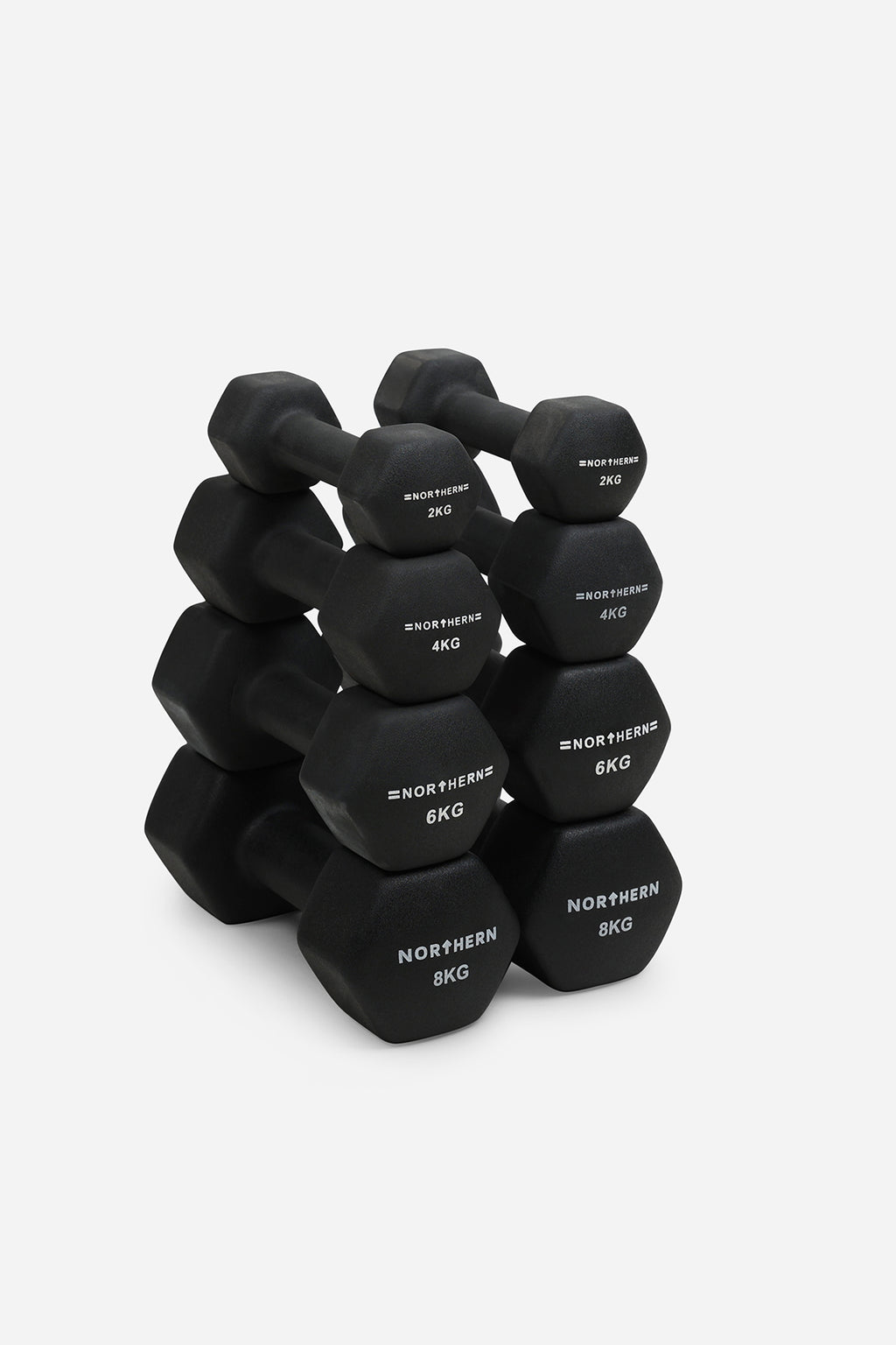 Northern Neoprene Dumbbell Set 2-8kg – Black Closer View