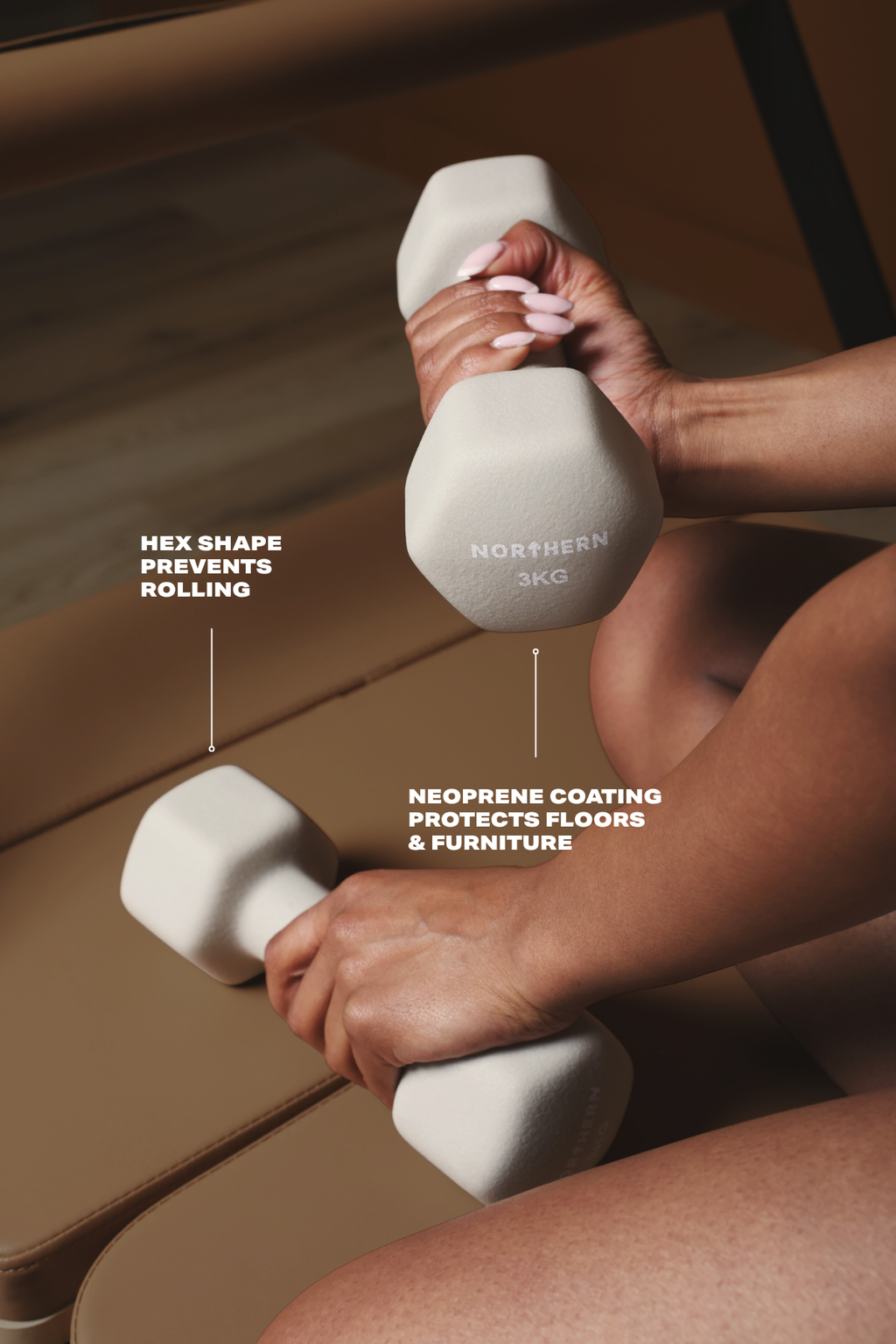 Neoprene coated hex dumbbells