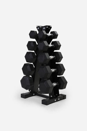 Hex Dumbbell Set 2.5-12.5kg & 5-Tier Rack