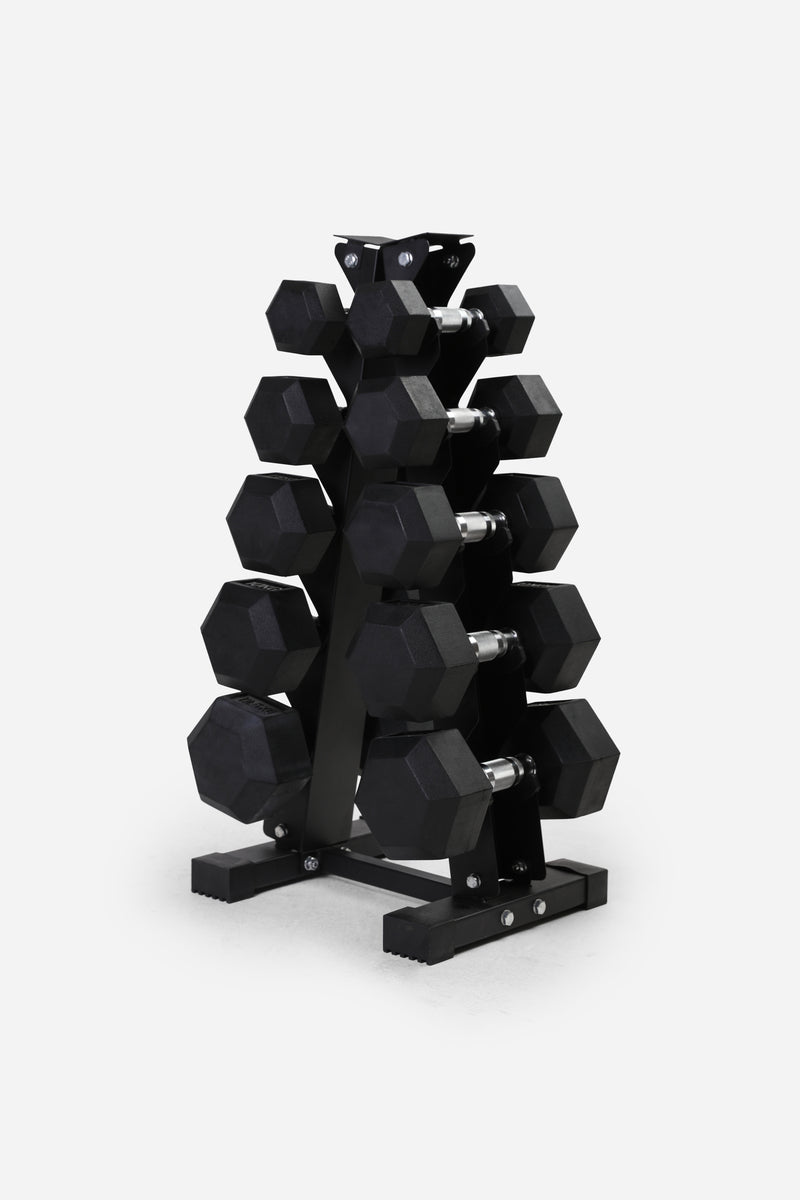 Northern 2.5kg-12.5kg Hex Dumbbell Set and Rack 5 Tier A Frame Storage Holder