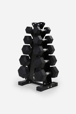 Northern 2.5kg-12.5kg Hex Dumbbell Set and Rack 5 Tier A Frame Storage Holder