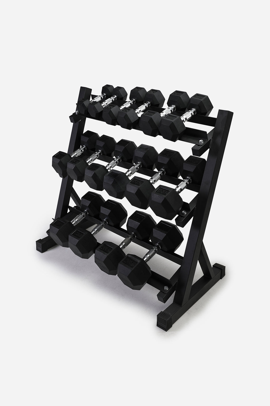 Northern 2.5-20kg Hex Dumbbell Set and 3 Tier Dumbbell Rack