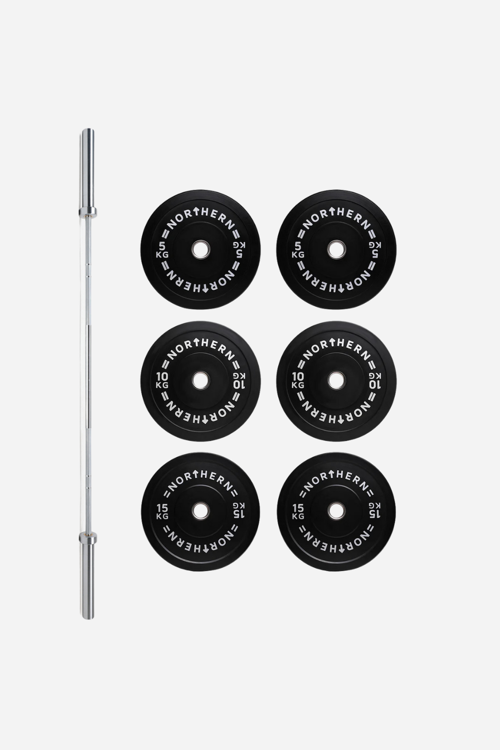Northern 20kg Olympic Barbell & 60kg Bumper Plates Set Package