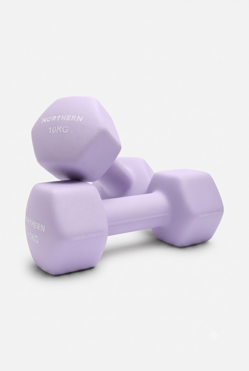 Northern Soft Lavender 10KG Neoprene Coated Hex Dumbbells