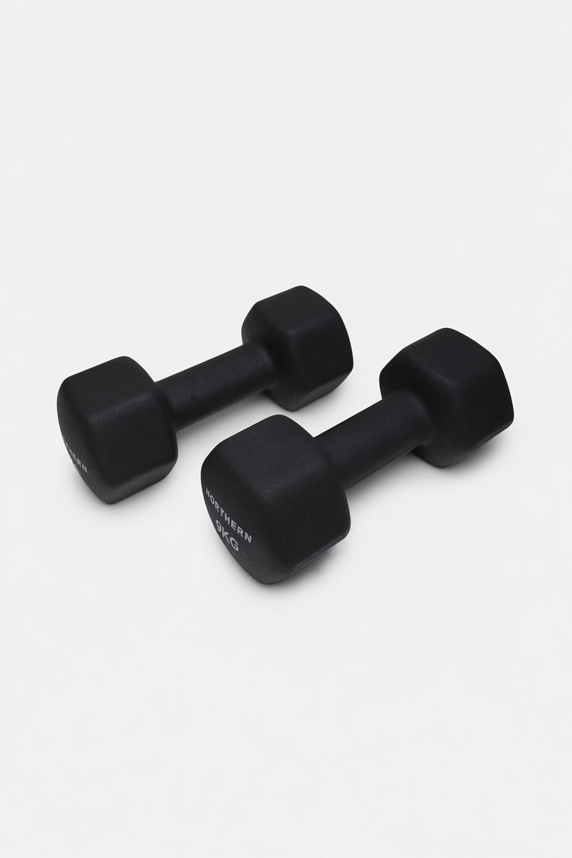 Pair of Northern 9KG Neoprene Hex Dumbbells