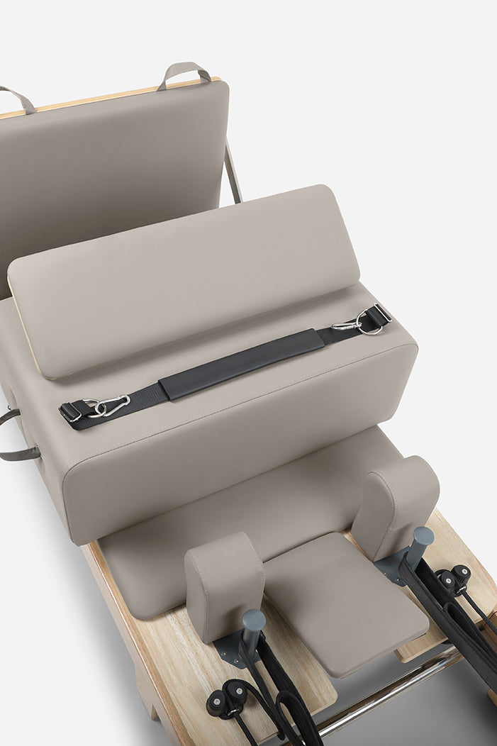 Northern Folding Reformer Bed Pilates box and padded accessory with adjustable strap