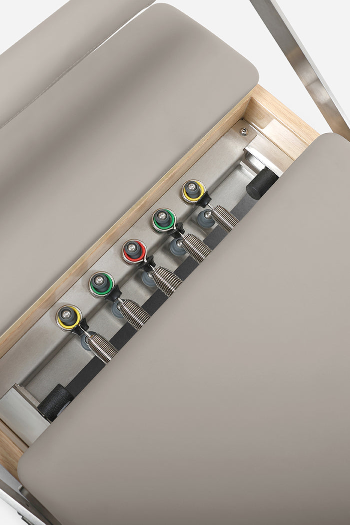 Northern Folding Reformer Bed adjustable spring resistance system close-up