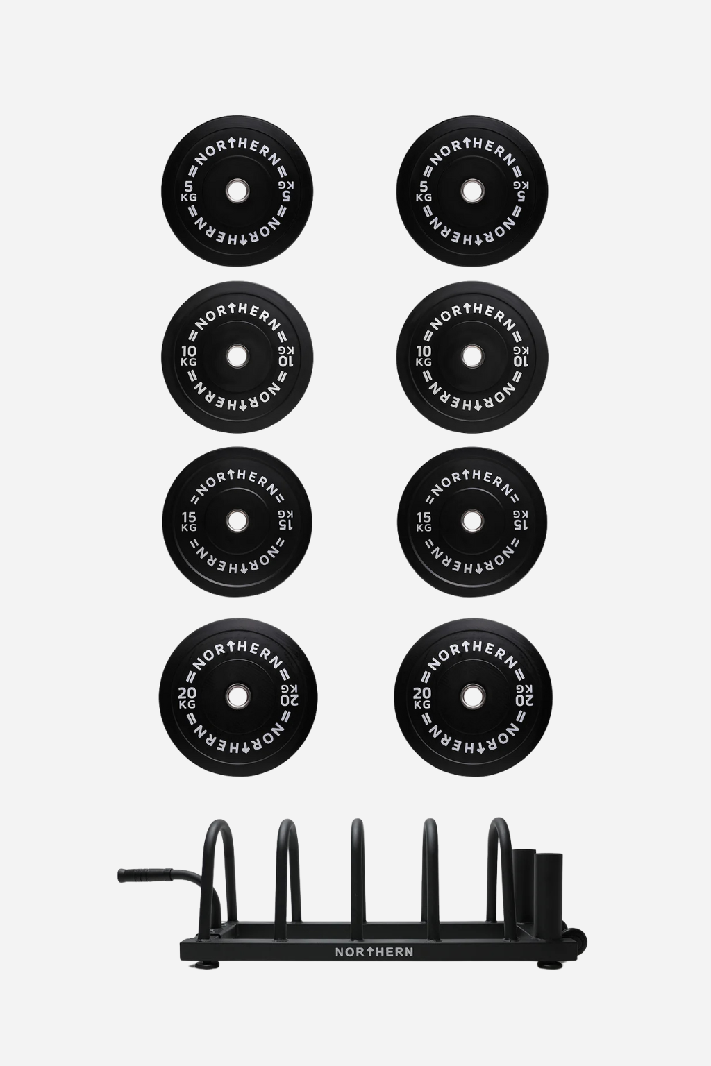 Toast Rack & Bumper Plate 100kg Set (5kg–20kg Pairs Included)