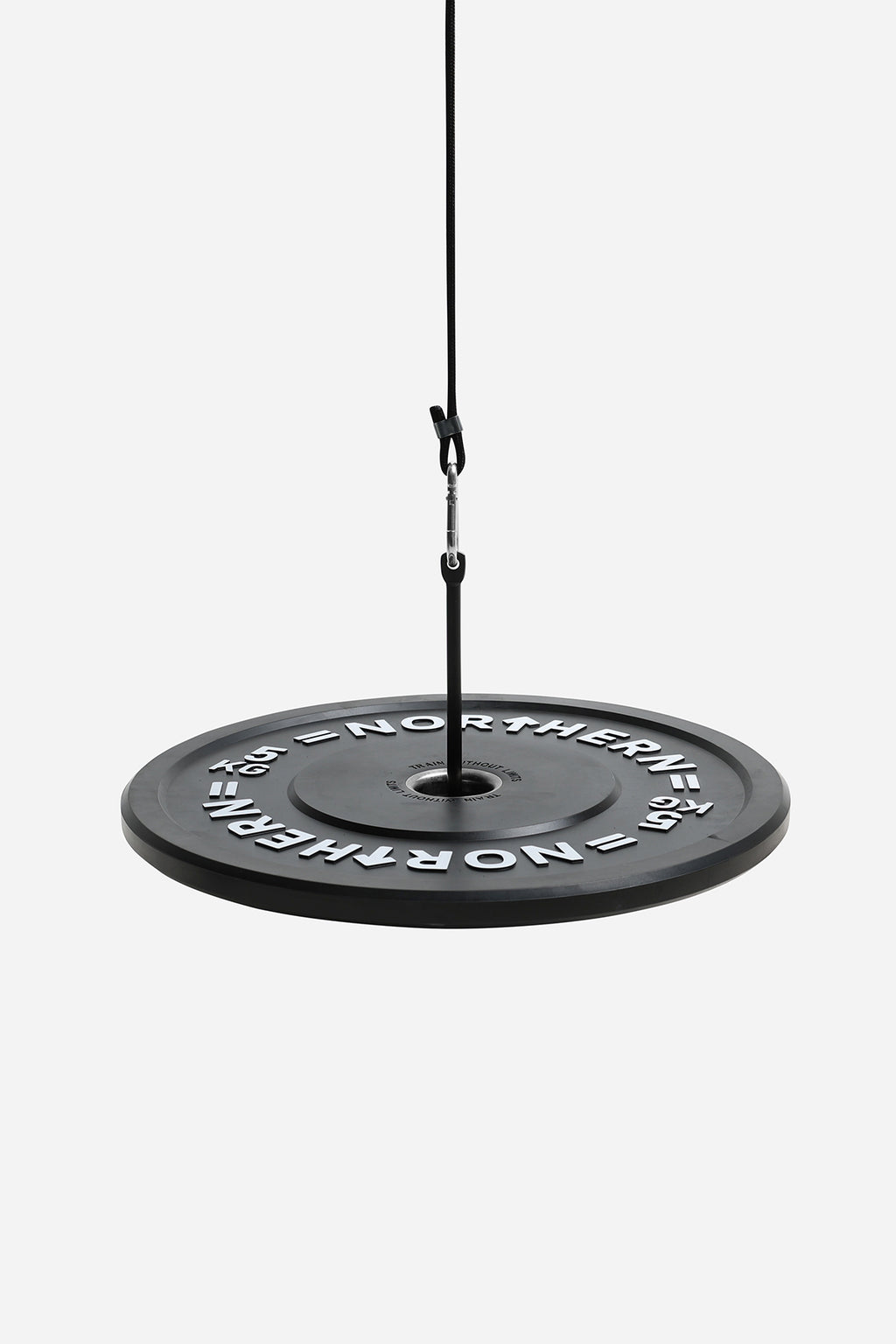 Wrist roller forearm trainer with Northern bumper plate attached to weight-loading pin