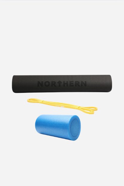 Starter Fitness Package - Yoga Mat (4mm), Foam Roller (45cm) & Light Resistance Band